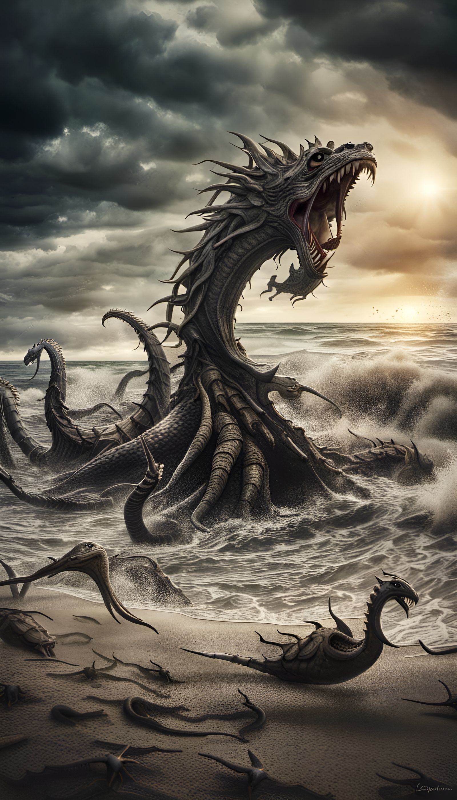 Sea Monsters Emerge During Coastal Natural Disaster