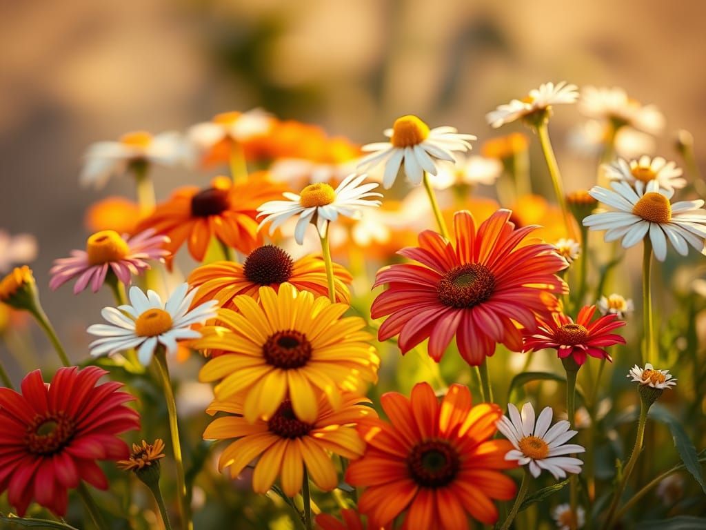 Golden Daisies and Chamomile in Impressionist Style