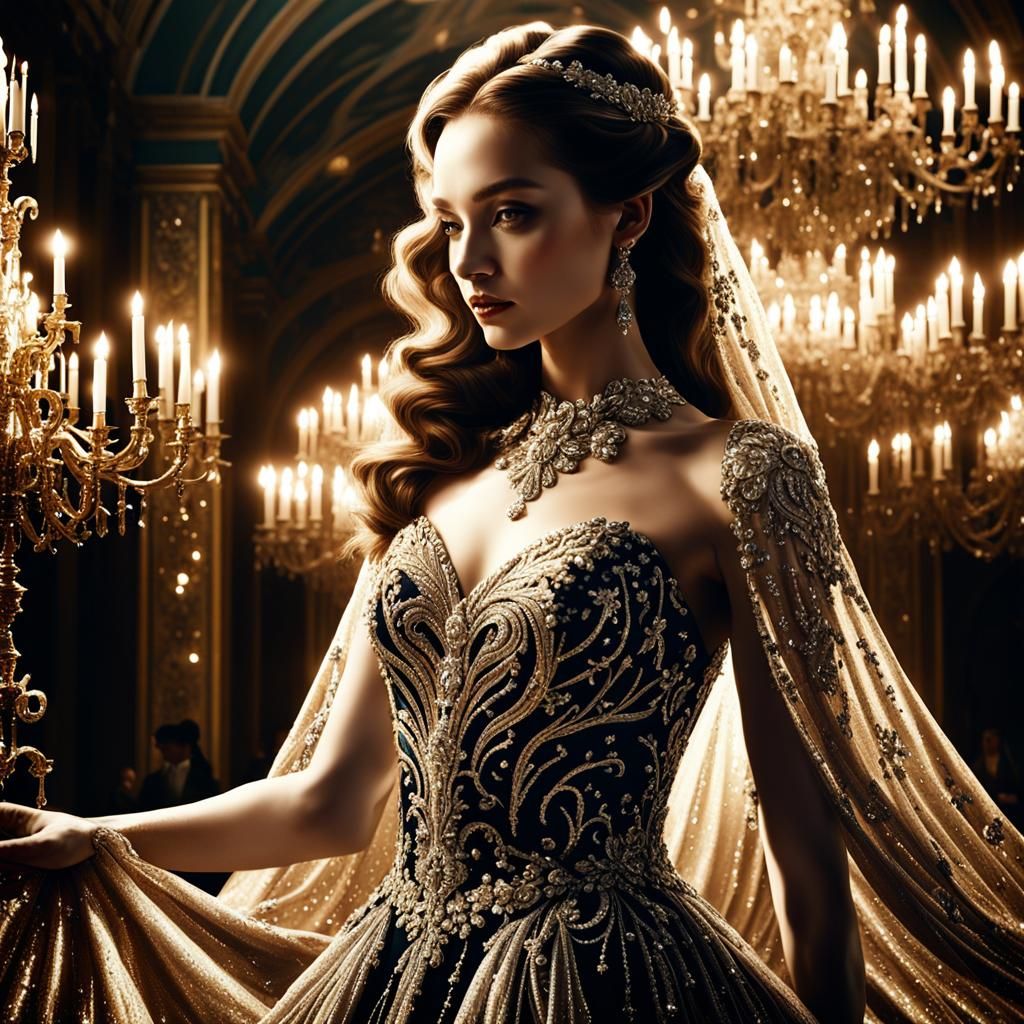 Glamorous Evening Portrait in Photorealistic Digital Art