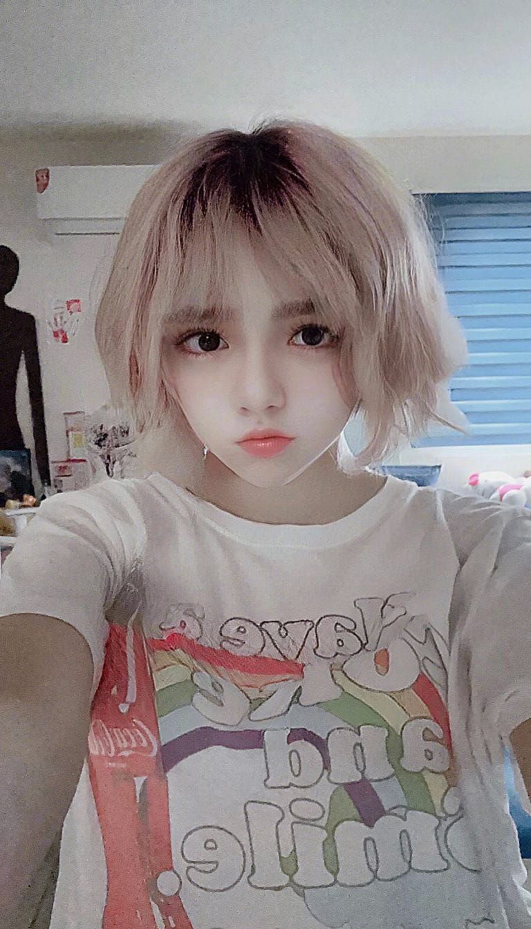 Sweet Kawaii Girl in Pastel Bedroom