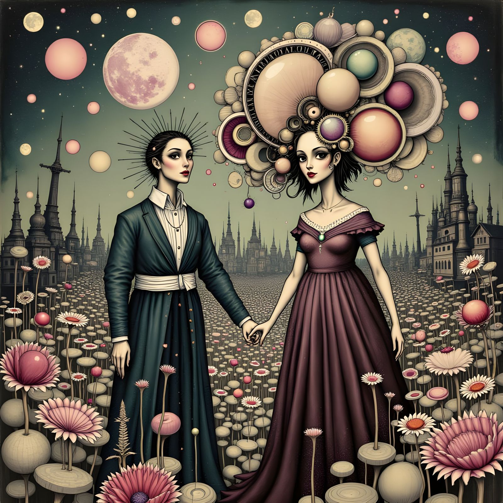 Ertéwave Topknot with Soul Jewellery in Fantasy Garden