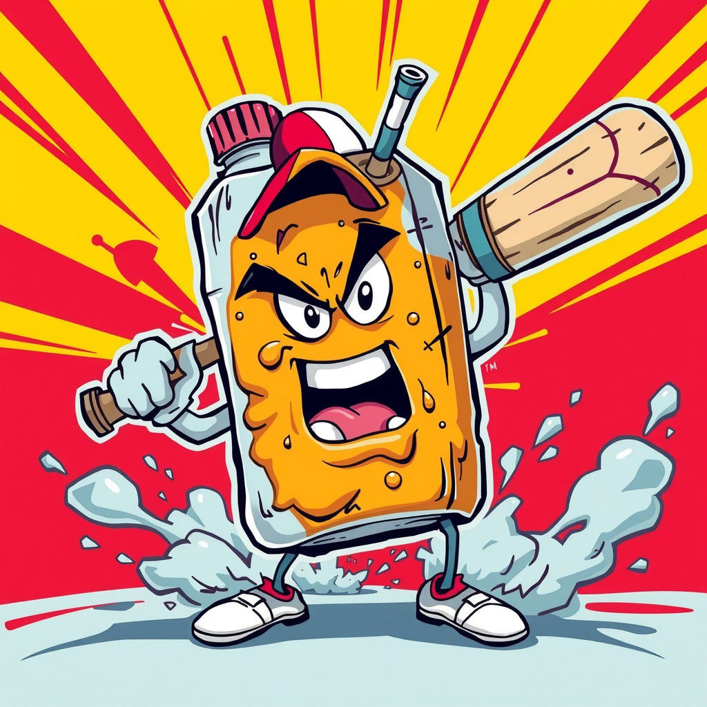 Fierce Juicebox Mascot Swings Baseball Bat in Dynamic Cartoo...