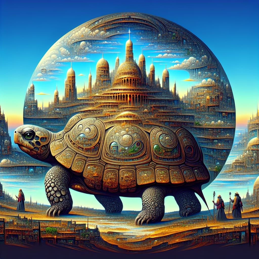 Turtle Castle Amidst Ruins in Fantastical Detail
