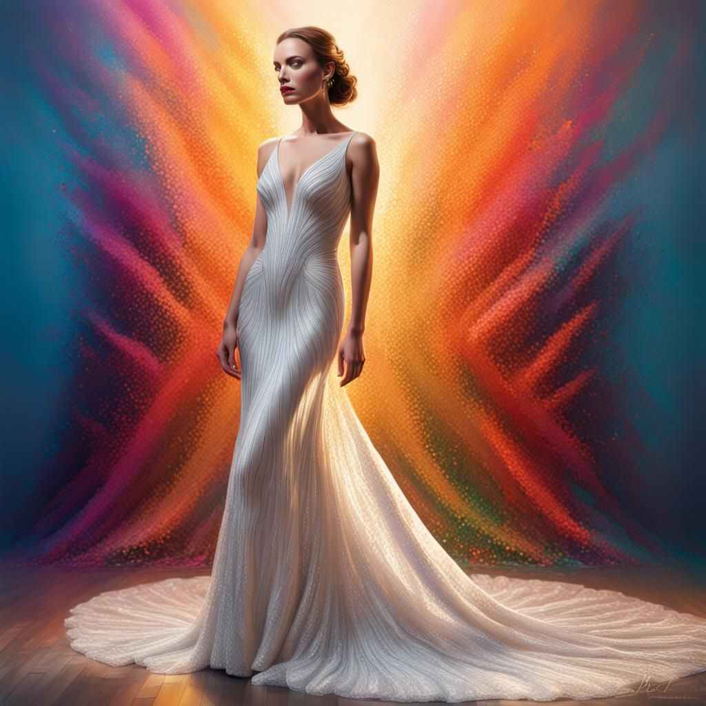 Elegant Bride in Sparkling Art Nouveau Wedding Dress