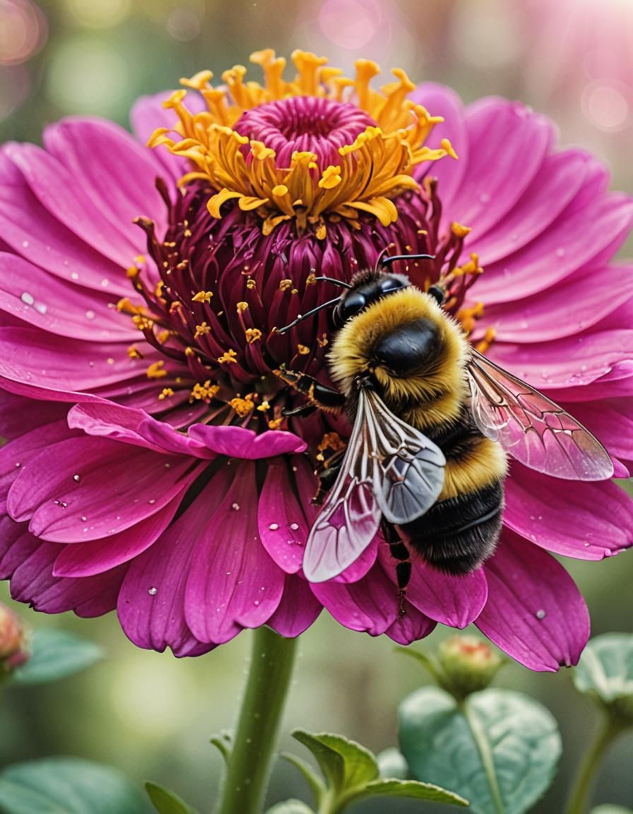 Whimsical Watercolor Zinnia Scene