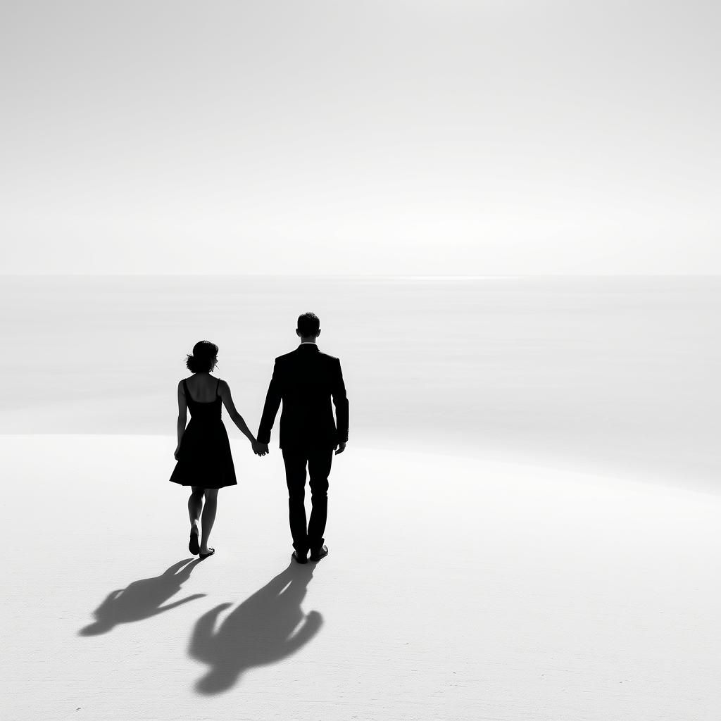 Dreamlike Couple Amidst Endless White Expanse