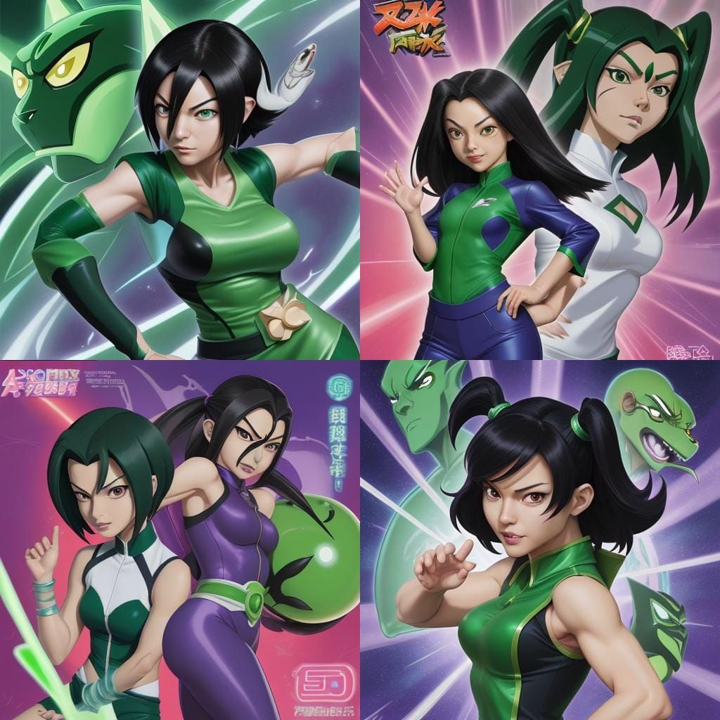 Manga Alien Hybrid of Jade Chan in a Japanese Anime Style