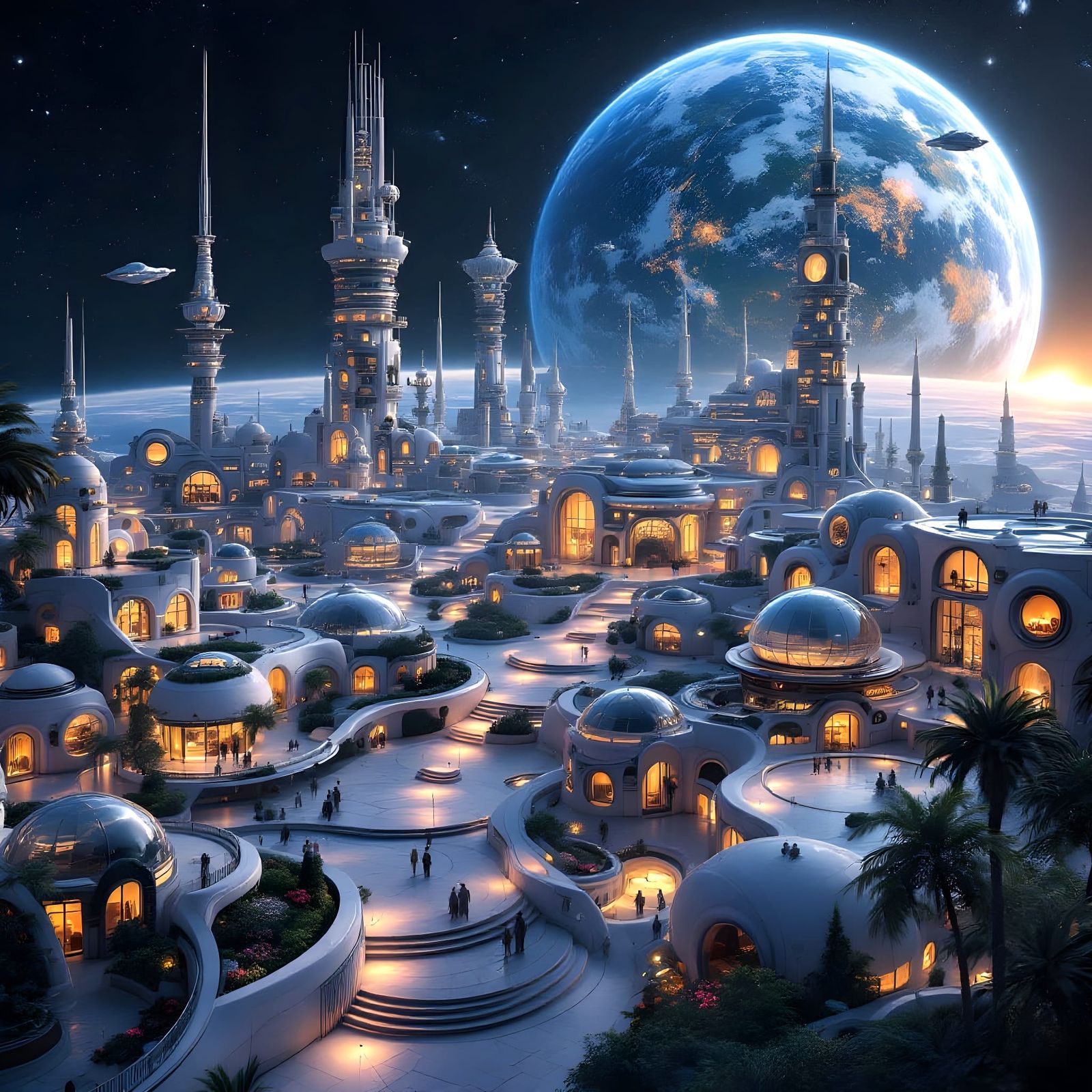 Solarpunk Mothership in Space: A Futuristic City-Sized Spher...