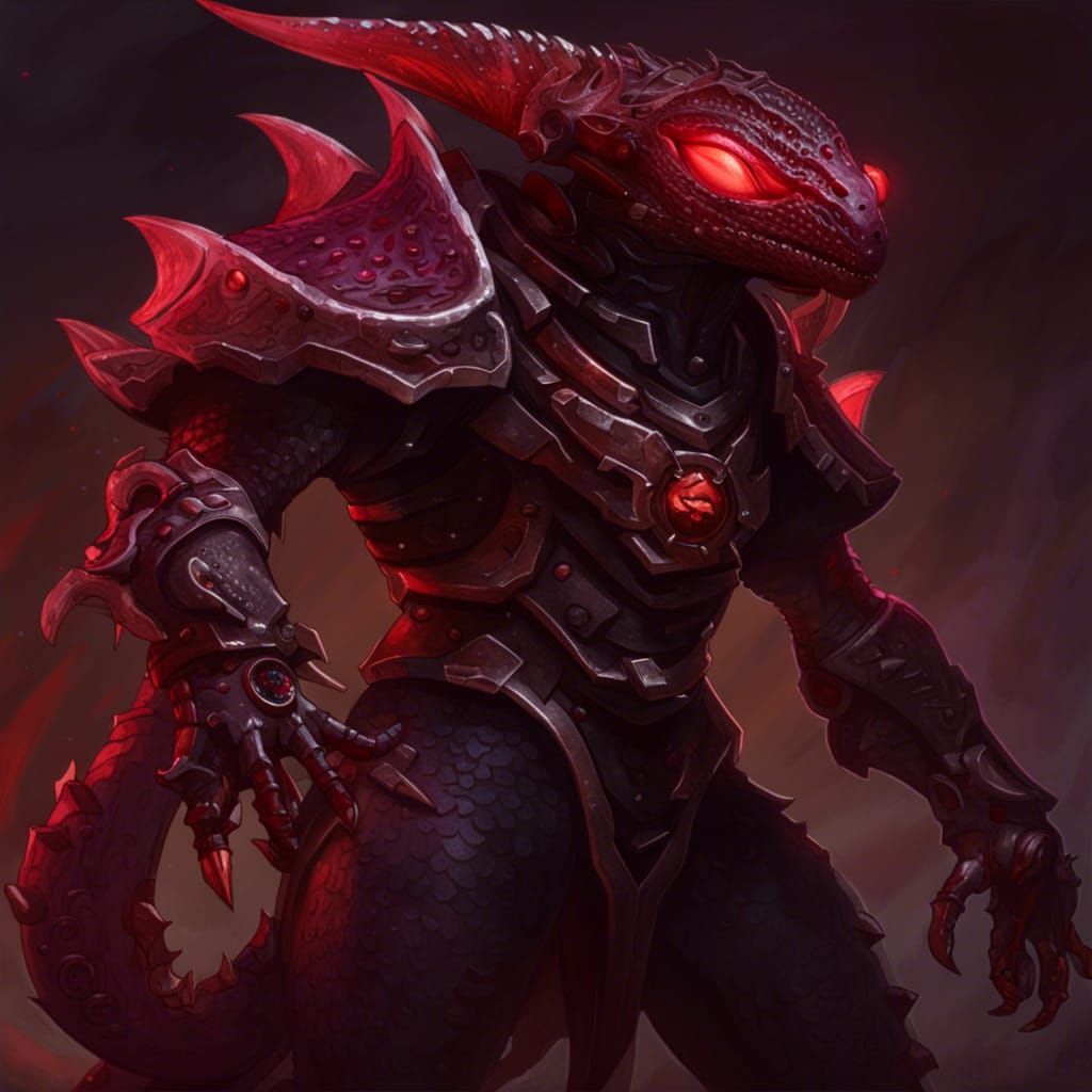 Dark Fantasy Battlemage Lizard Demon