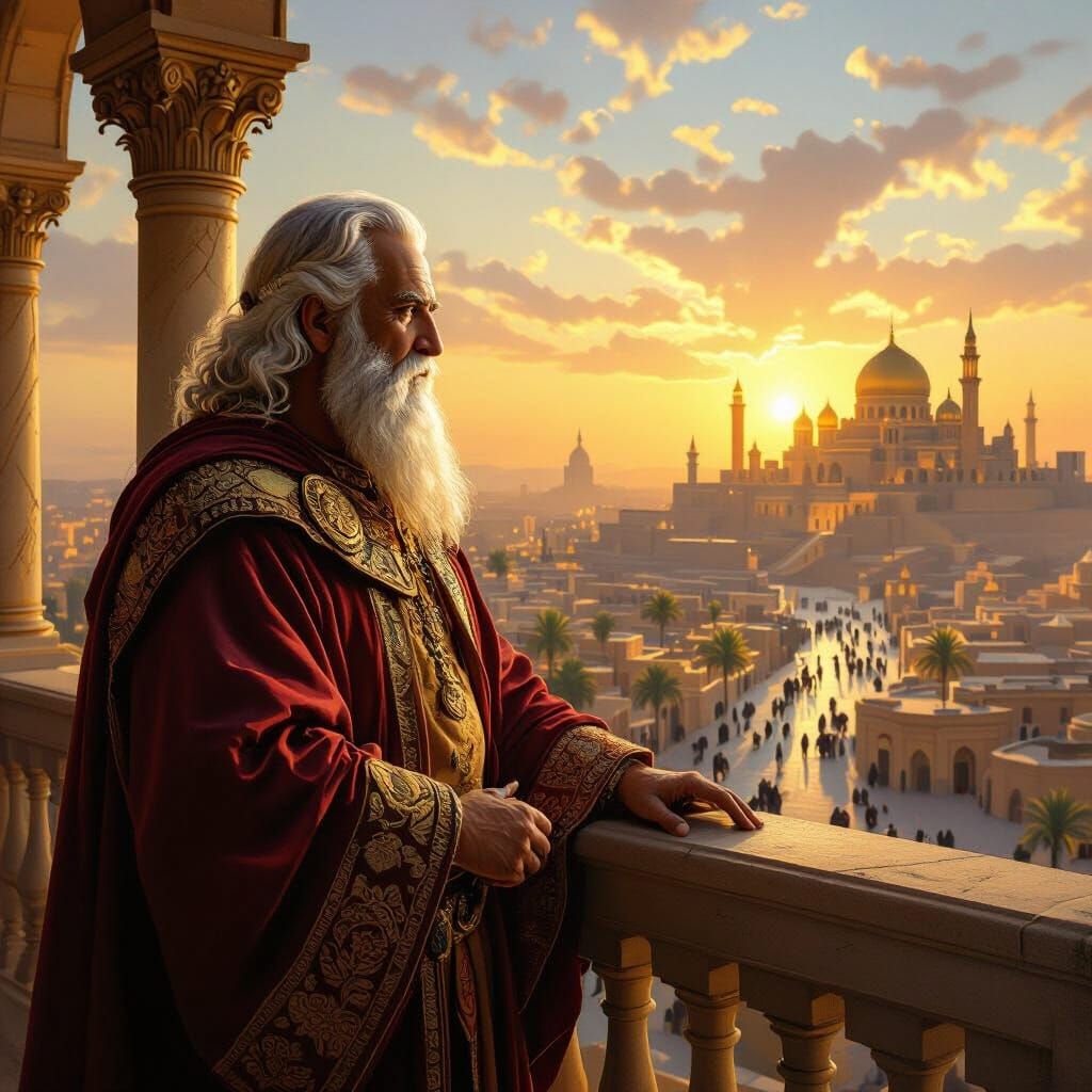 Wise Governor Daniel Overlooks Majestic Babylon in Renaissan...