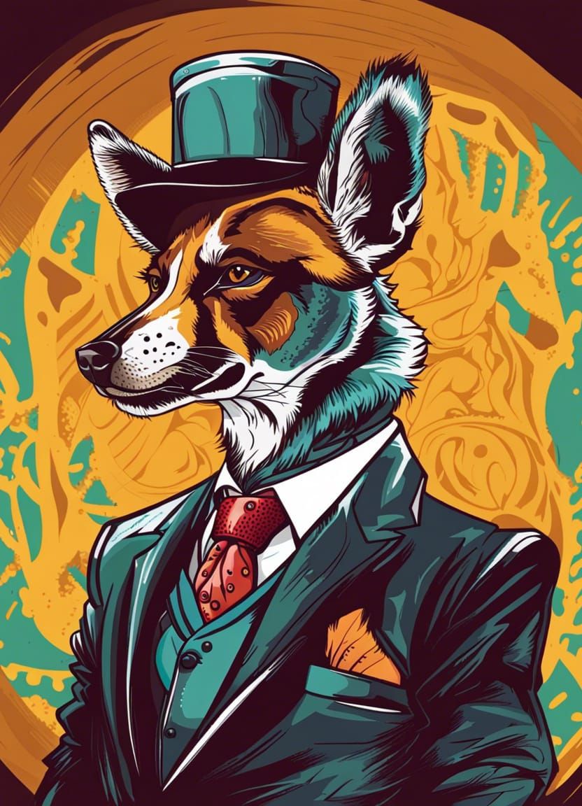 Dogfather: Anthropomorphic African Painted Dog Portrait