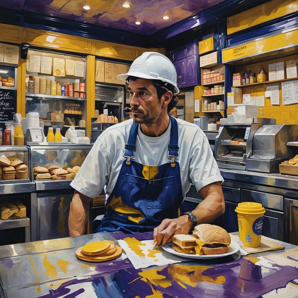 Construction Worker in a Deli Shop Abstract Still Life