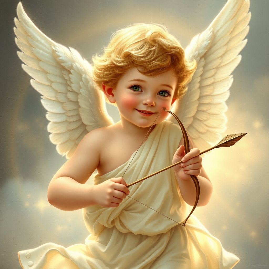Winged Cherub Boy Radiates Tender Celestial Aura