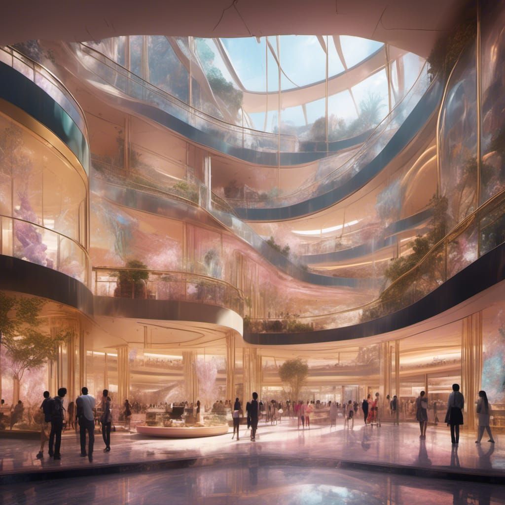 Vibrant Bangkok Mall Scene with Modern Architecture and Dive...