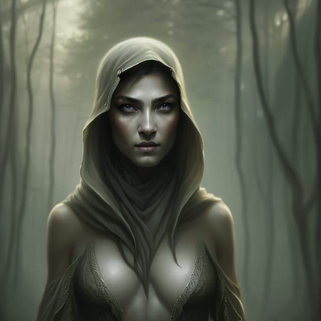 Ethereal Woman: Detailed Surrealism in Dramatic Lighting