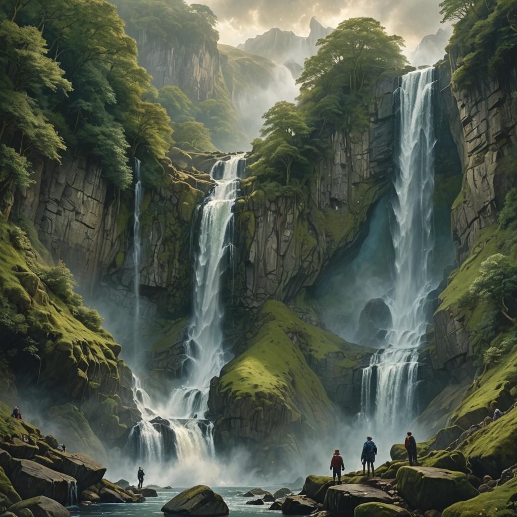 UK Waterfall Landscape in Vibrant Colors