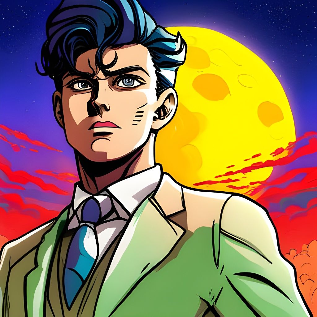 Futuristic Anime Artwork: Sliced Moon Adventure