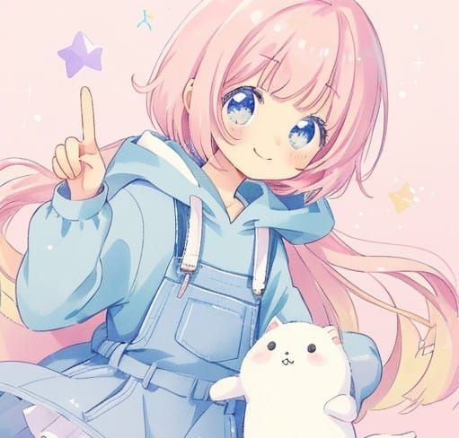 Cute Moe Anime Girl Poses in a Peace Sign