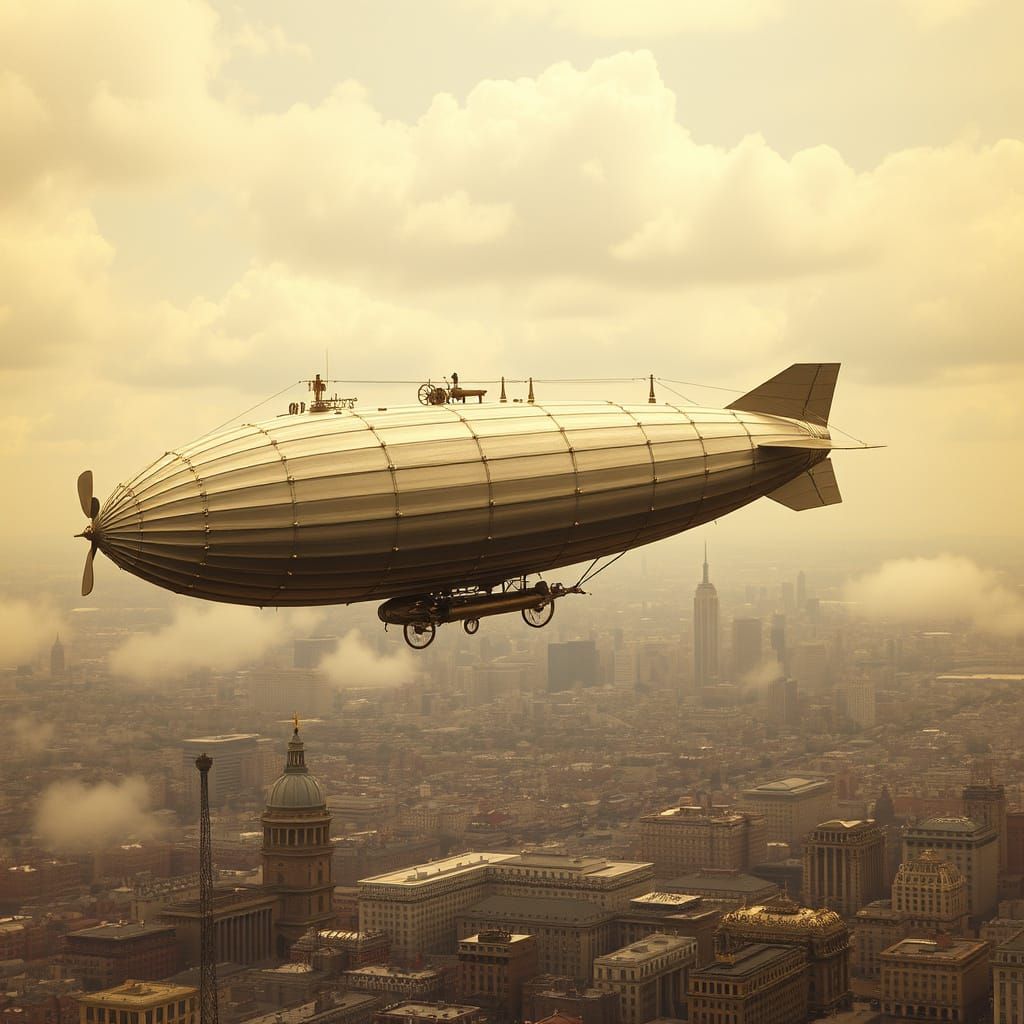 Steampunk Airship Soars Through Clouds in Vintage-Inspired P...