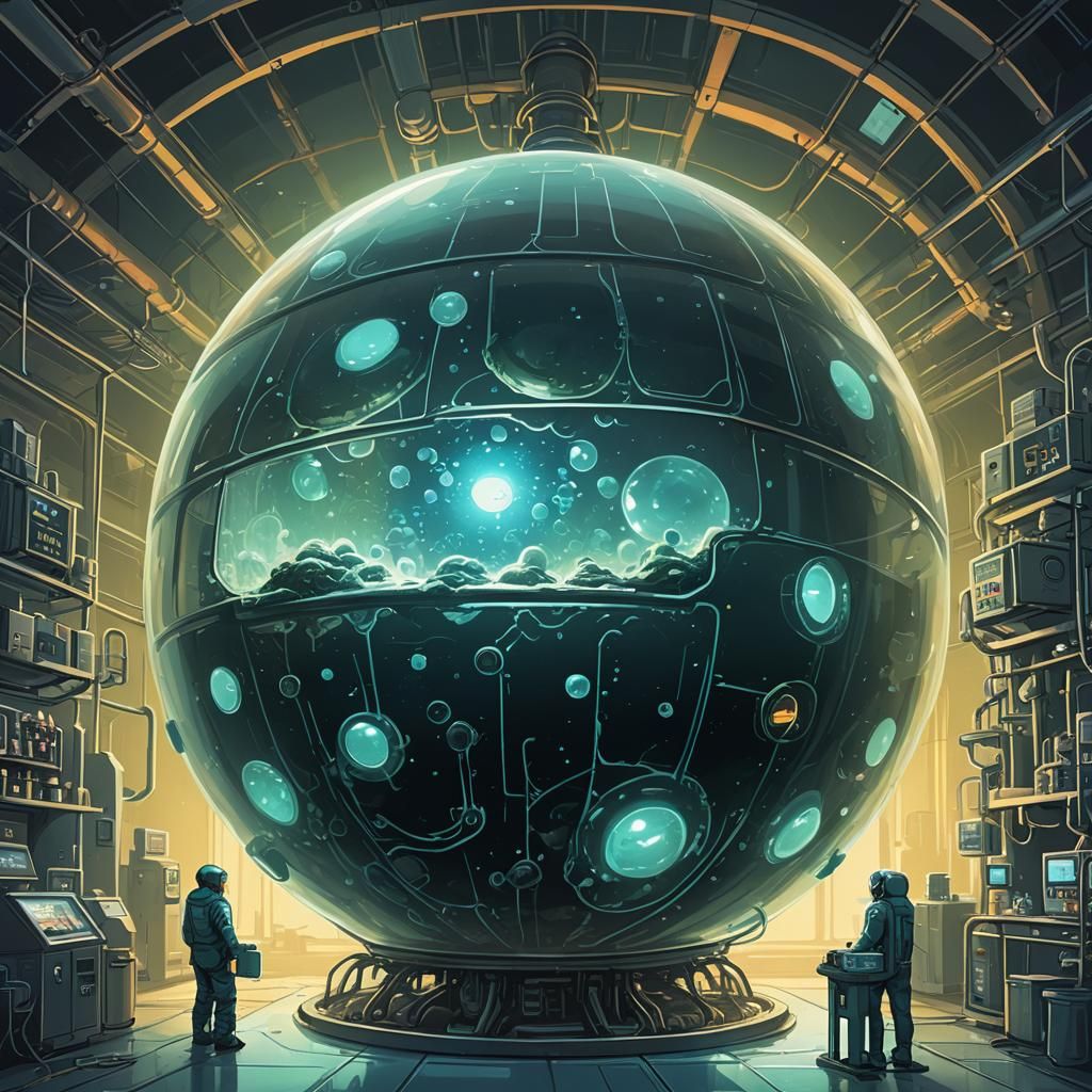 Glowing Blob Emerges in Futuristic Laboratory