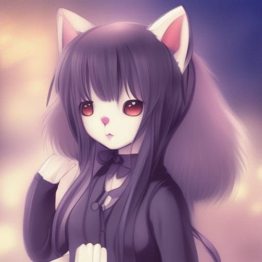 Manga-Inspired Anime Key Visual of a Depressed Kitty Cat