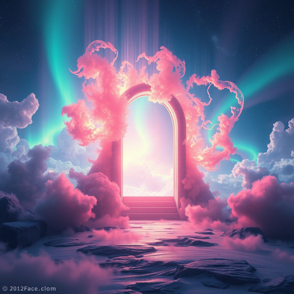 Mystical Portal Amidst Radiant Aurora