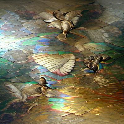 Butterfly with Mosaic Renaissance Wings Illuminated by Iride...