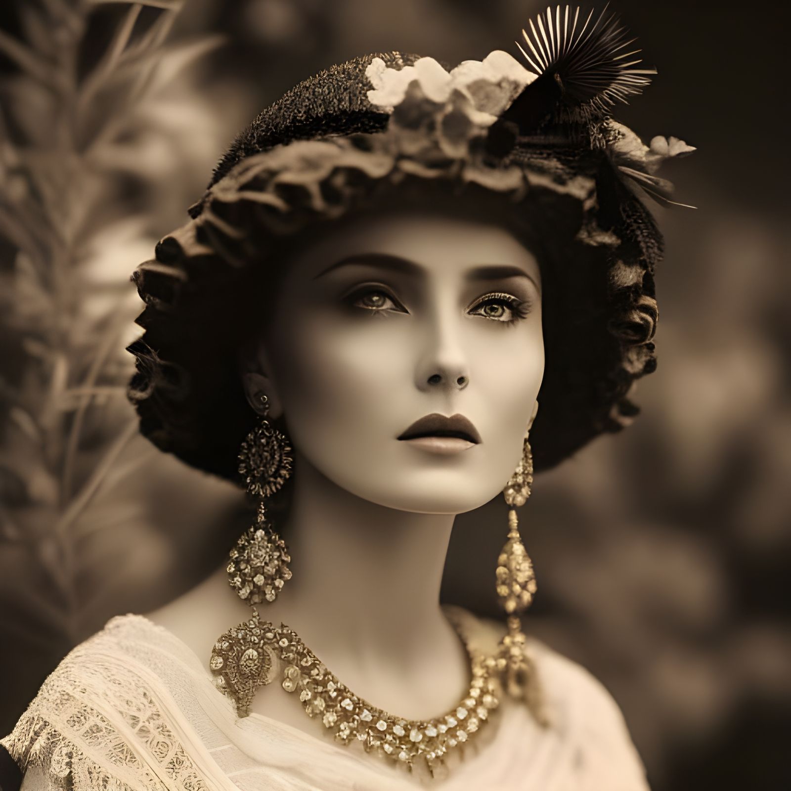 Elegant Victorian Lady in Sepia Tones