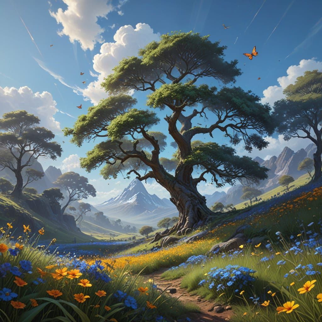 Idyllic Farmhouse Landscape in Detailed Matte Painting