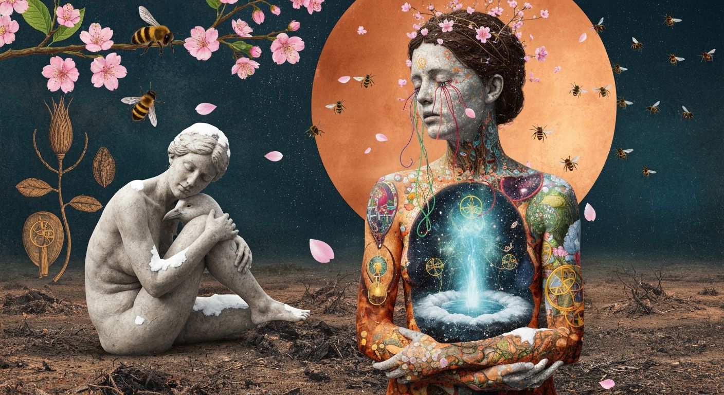 Bio Art Collage of Rebel in Mystical Forest Under Moonlight