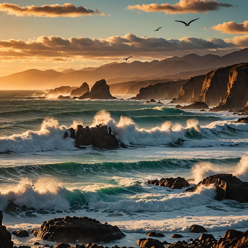 Majestic Chilean Coastline at Sunset