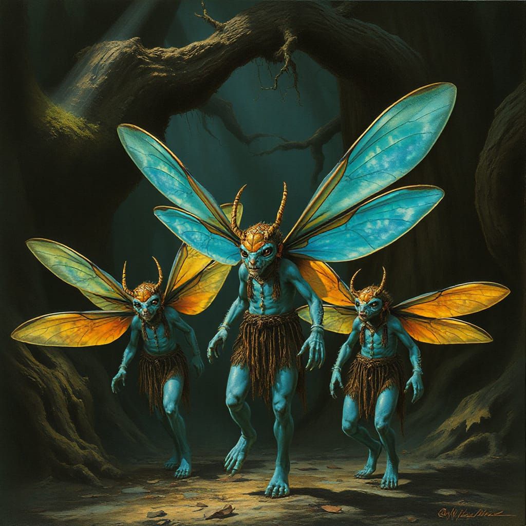 Mystical Hunters in the Shadowy Forest