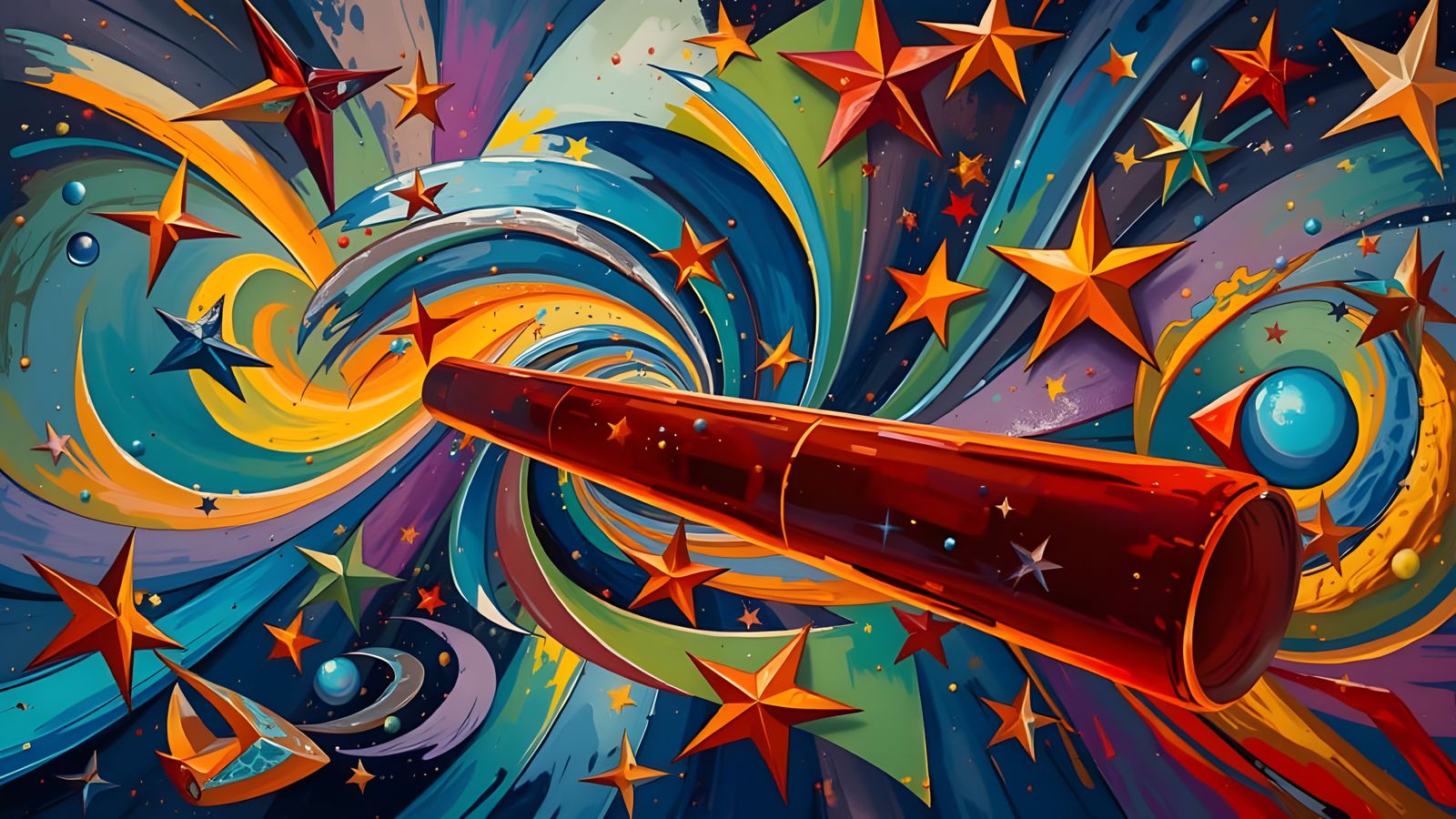 Vibrant Abstract Stars in Impasto Oil Paint