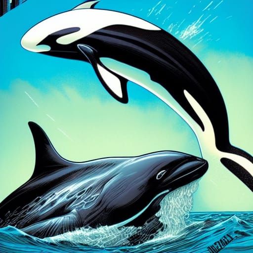 Spectacular Orca in Perfect Comic Book Art Style