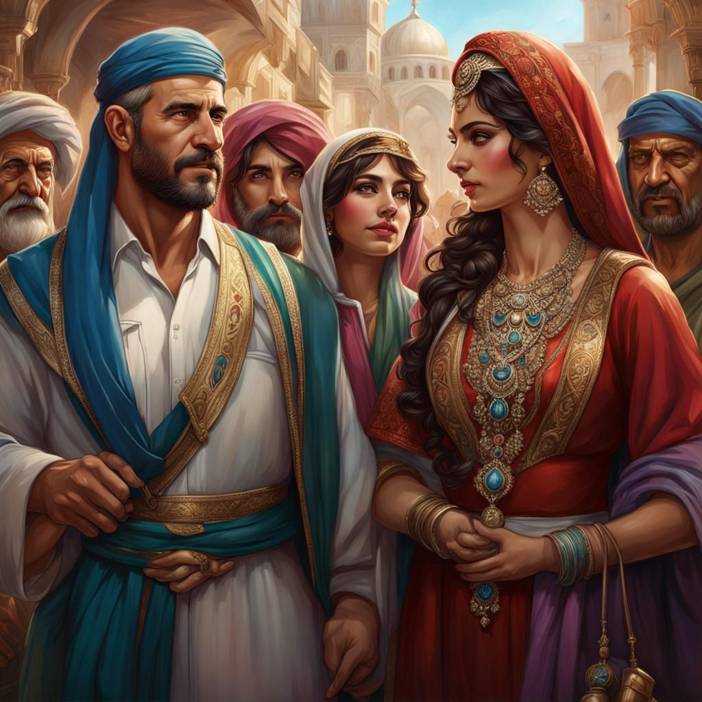 Celebratory Portrait of Unity in a Harmonious Middle Eastern...