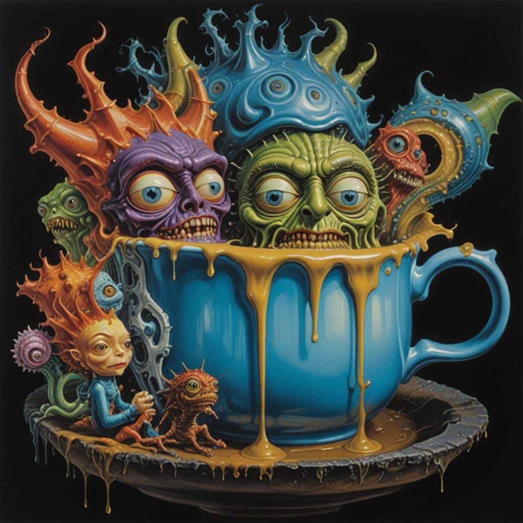 Surrealist Monster Mug Melts in a Dali-Inspired Scene