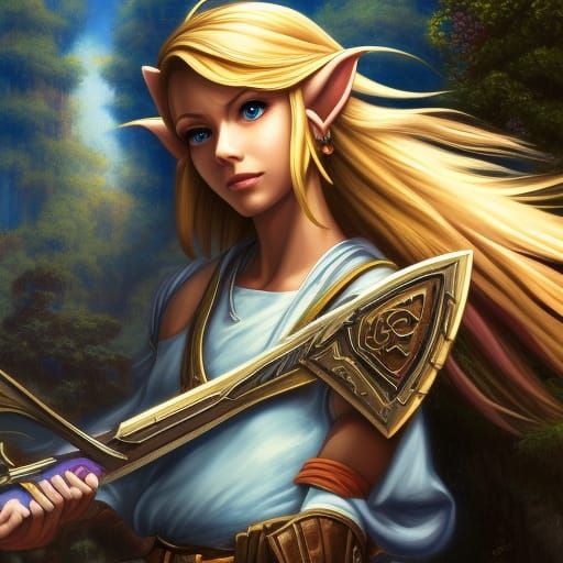 Link as Woman in Thomas Kinkade Style