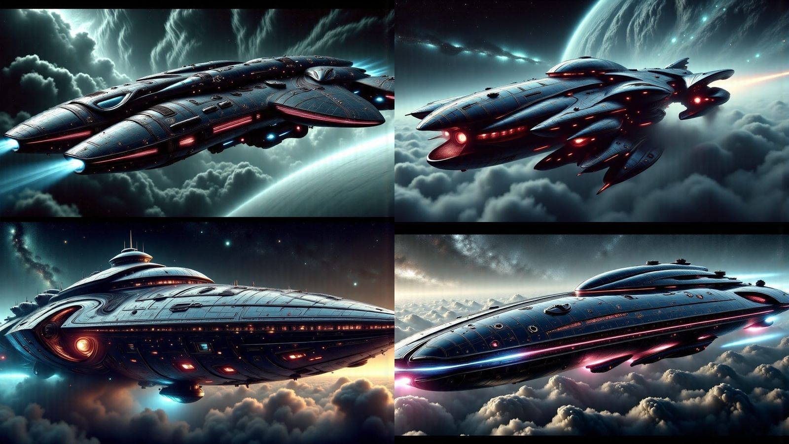 Colossal Futuristic Space Carrier Battleship in Deep Space