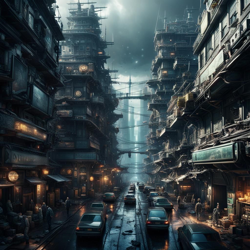 Epic Cinematic Cityscape in Maximalist Digital Style