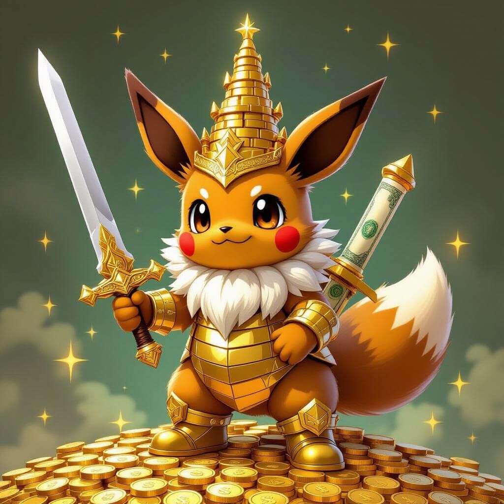 Castle Eevee Made of Money with Golden Greatsword