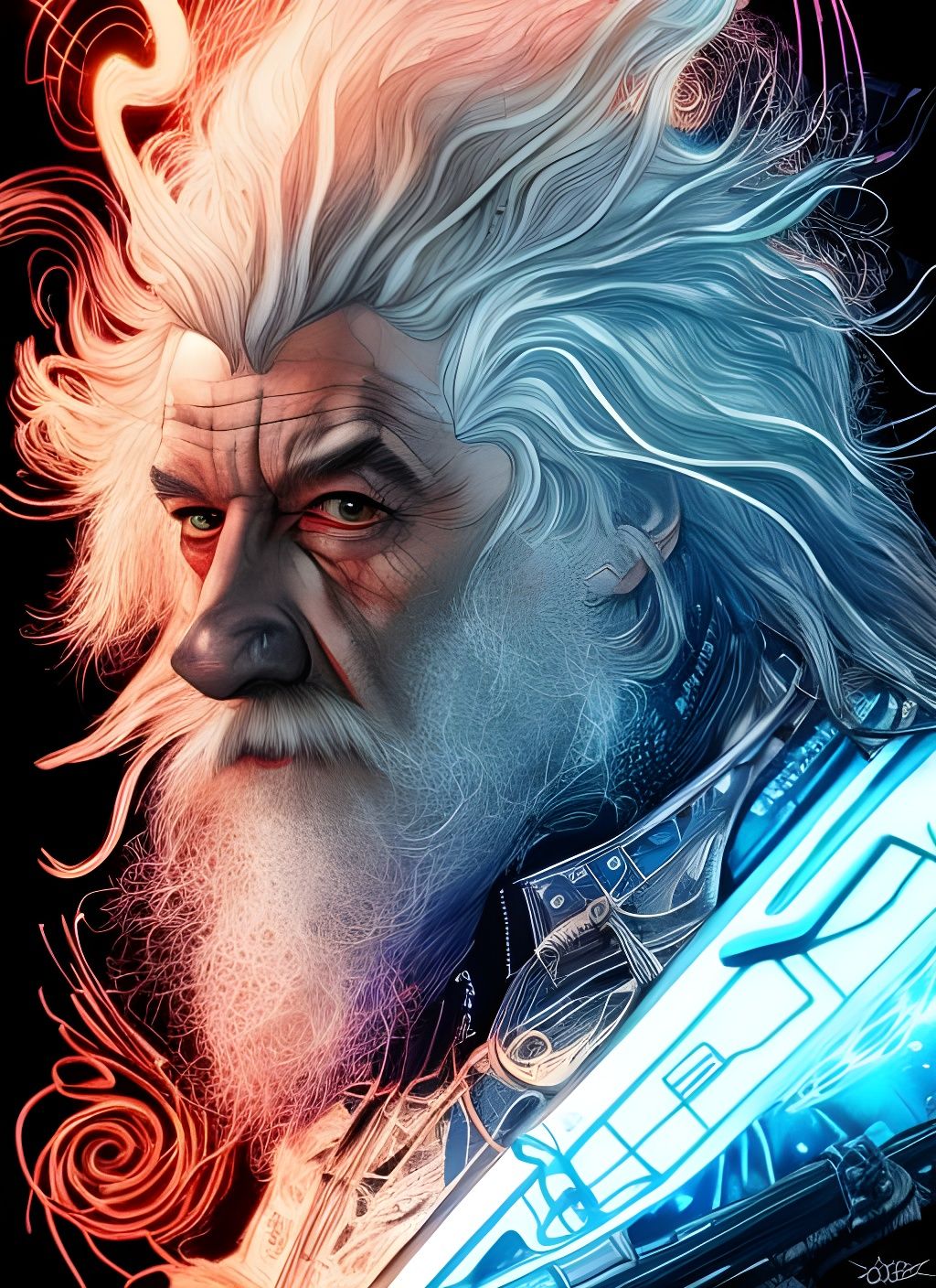 John Hurt as Cyberpunk Gandalf