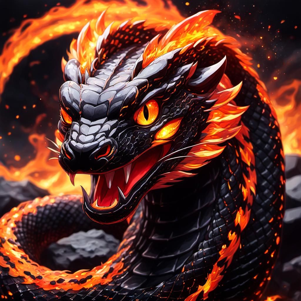 Mystical Cobra of Blazing Orange Inferno