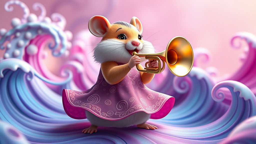 A Whimsical Hamster Trumpeter in a Vibrant World