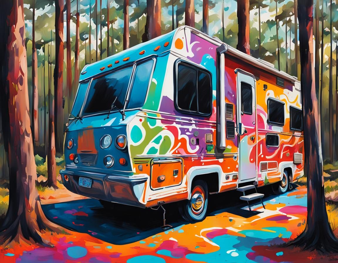 Luxury RV in Vibrant Graffiti Wonderland