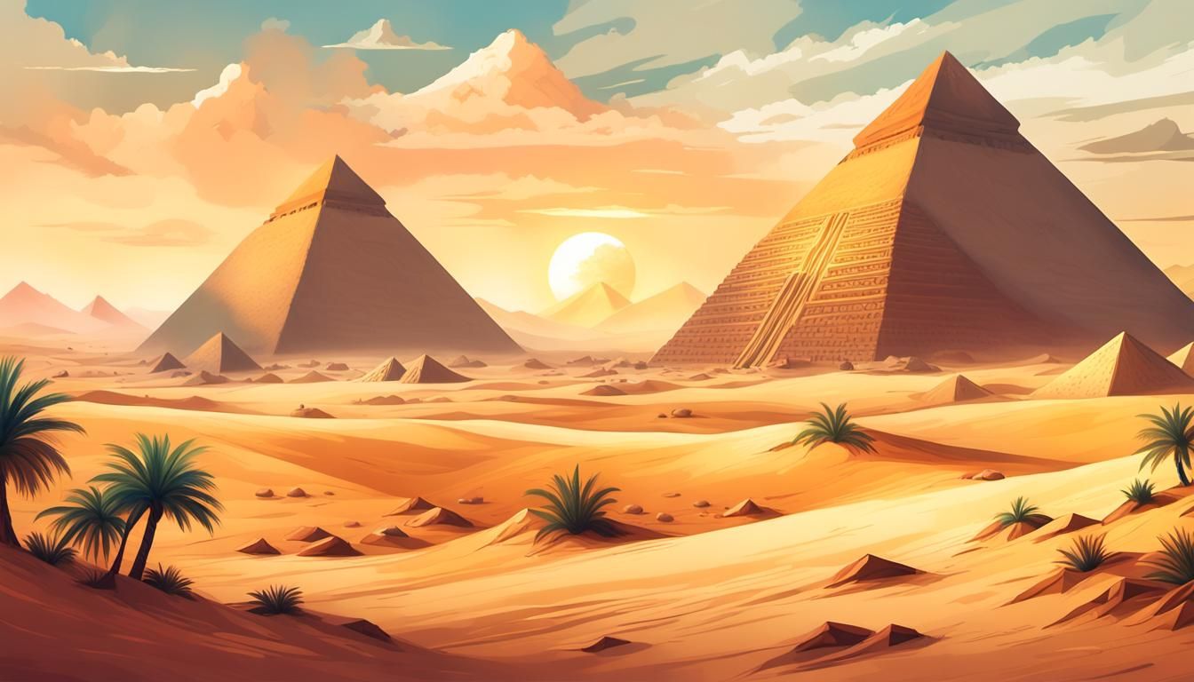 Ancient Pyramid Under Golden Sunset in Egypt
