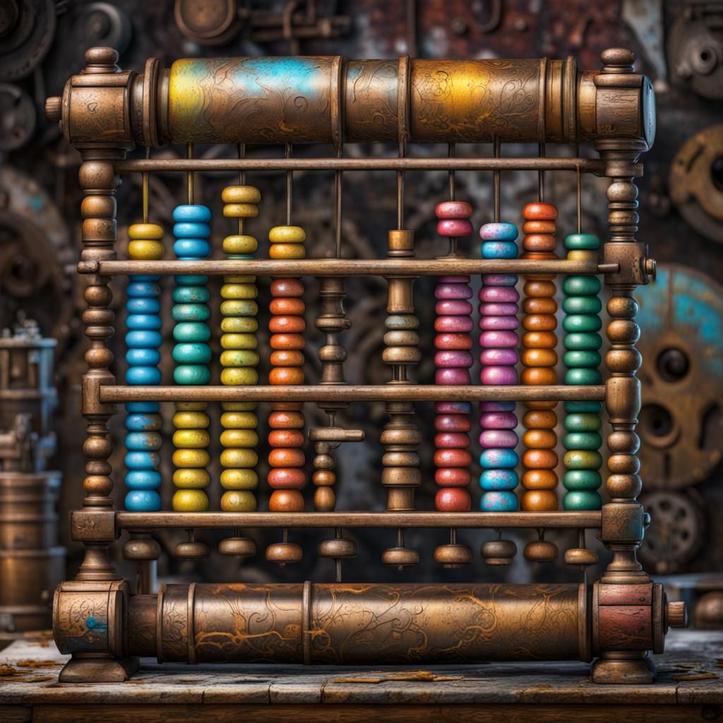 Steampunk Abacus in Vibrant Graffiti Style