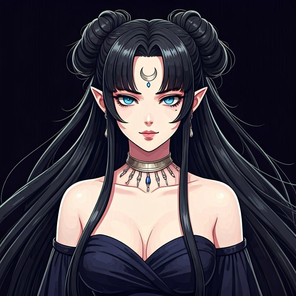 Seductive Queen Nehelenia in Retro Anime Style