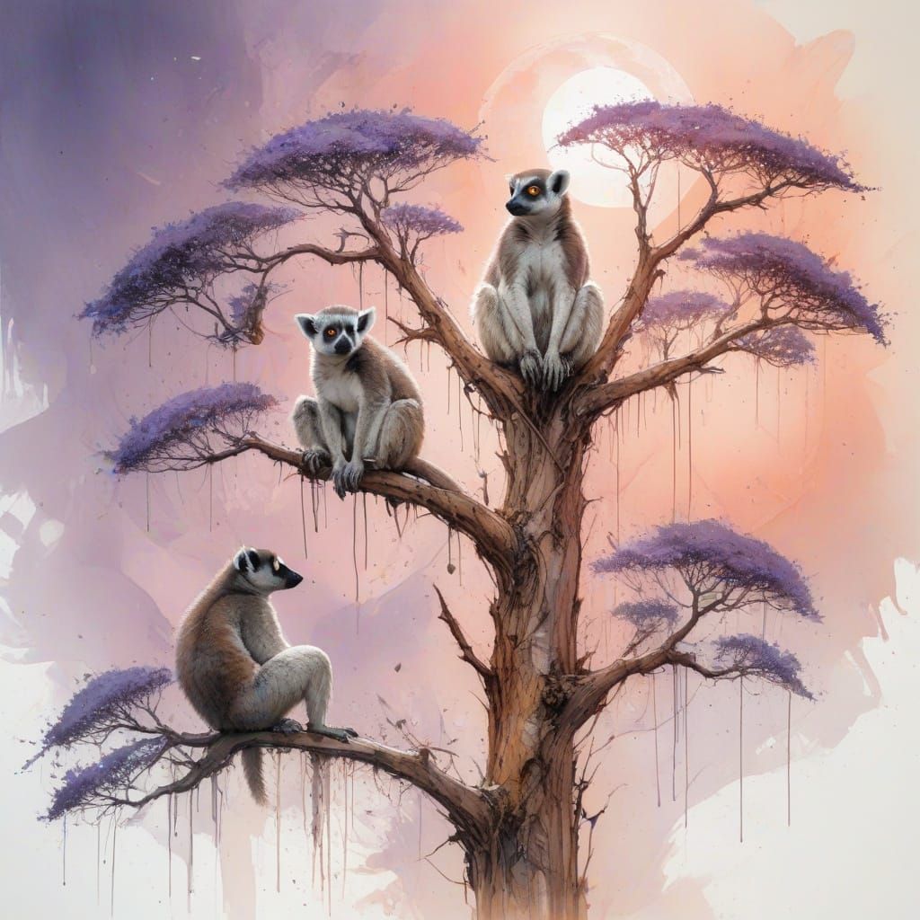 Madagascar Baobabs in Pastel Chalk Style