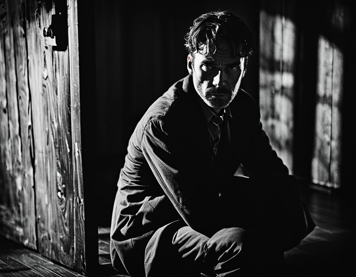 Dramatic Film Noir Portrait in High Contrast