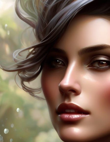 Sultry Goddess in Radiant Rain, Triadic Colors and Hyperdeta...